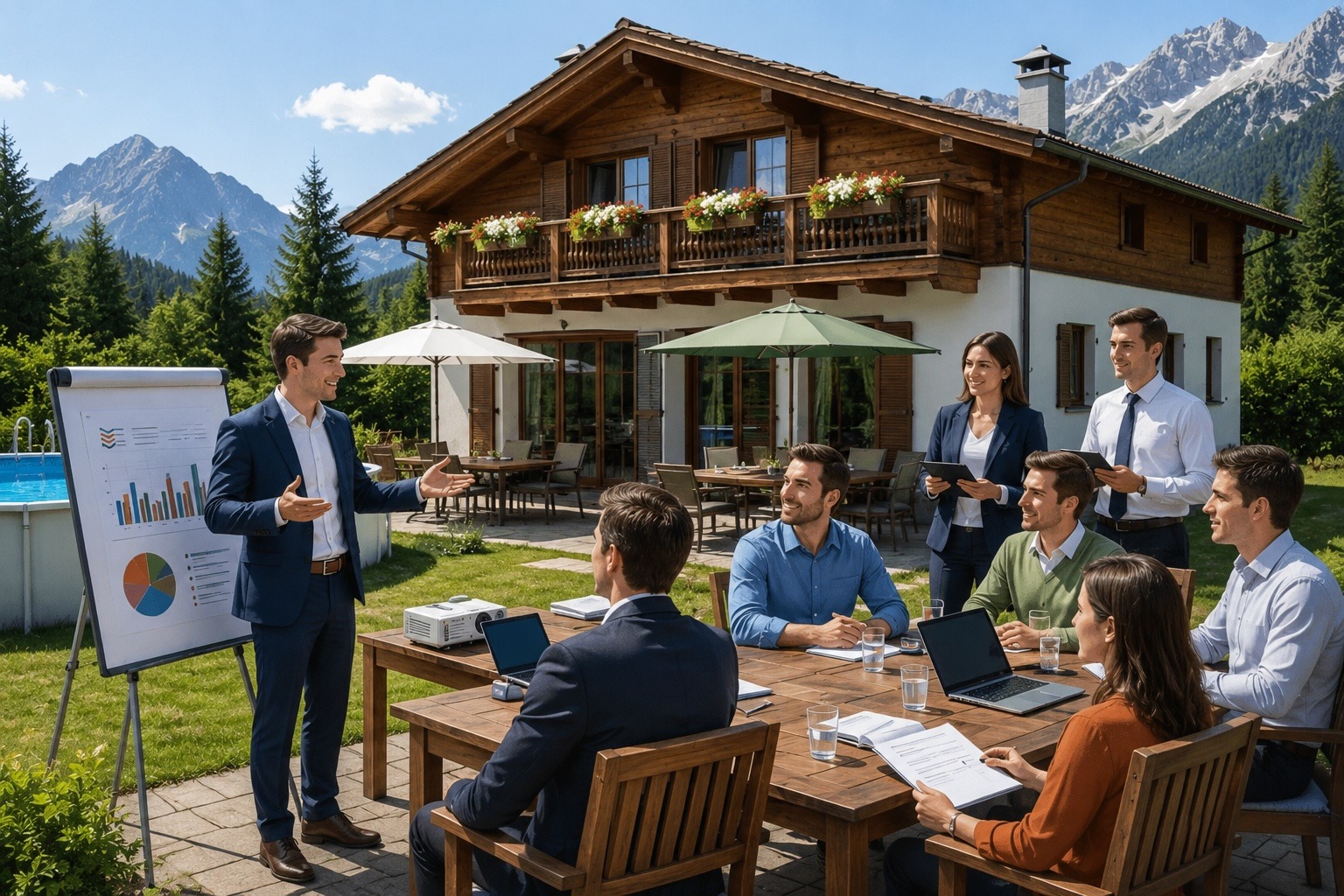 séance de travail pour la location de la maison de vacances en Gruyère pour 10 personnes