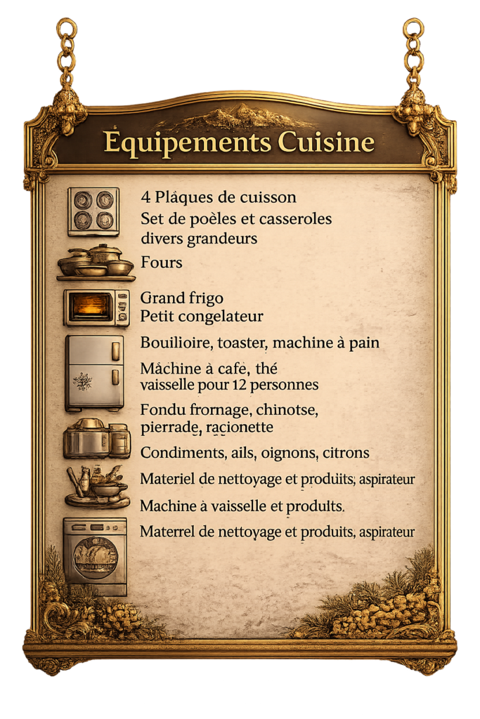 équipement de cuisine pour la location de la maison de vacances en Gruyère pour 10 personnes