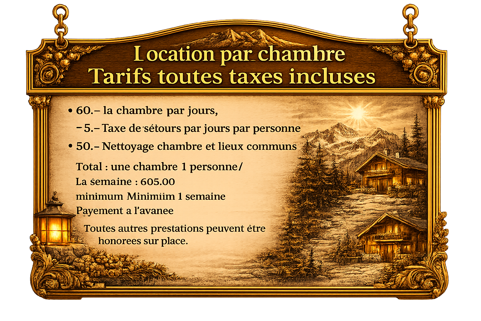 pp tarif chambre